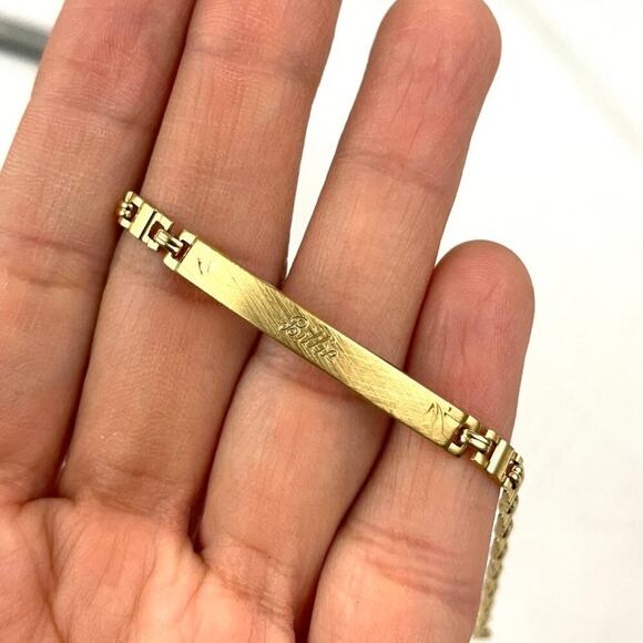 VTG Speidel Gold Tone ID chain link Bracelet Engraved BILLIE Customized 7" USA - Picture 14 of 16